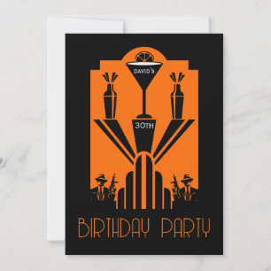 Uppfödning av tjugontity Art Deco Gangster Birthda Inbjudningar
