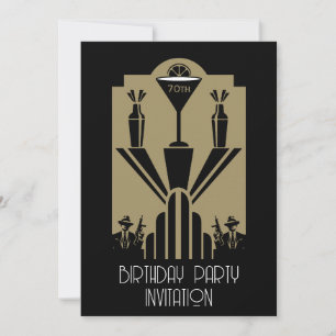 Uppfödning av tjugontity Art Deco Gangster Birthda Inbjudningar