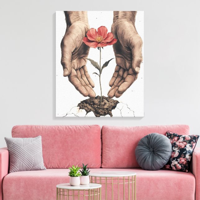 Uppfödningstillväxt - inspirationell väggkonst canvastryck (Insitu (Vardagsrum))