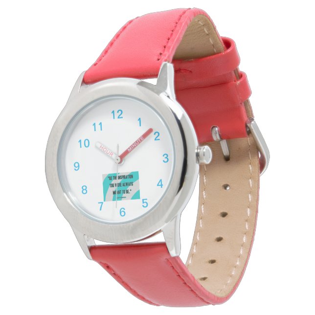 Uppföljning av Barn Red Leather Strap Watch Armbandsur (Vinklad)