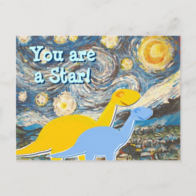 Uppföljningskort för Starry Night Dinosaurs Vykort (Framsida)