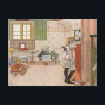 Uppför Attisk Bedroom med Baby Sister. Vykort<br><div class="desc">Två systrar i sovrumsvinken. Baby syster leker på golv med äldre syster nära. Den svenska konstnären Carl Larsson är vintage bra.</div>