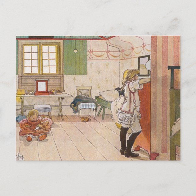 Uppför Attisk Bedroom med Baby Sister. Vykort (Framsida)