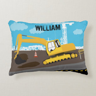 Uppförande av grävmaskinen Lastbil Lastbilar Prydnadskudde