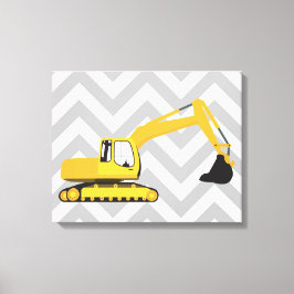 Uppförande av grävmaskiner i Lastbil Canvastryck