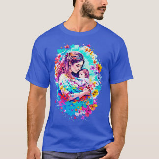Uppförande av mor som håller baby t shirt