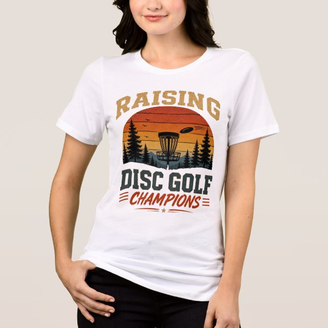 Uppfostra Discgolfmästare Retro Sunset Design T Shirt (Framsida)