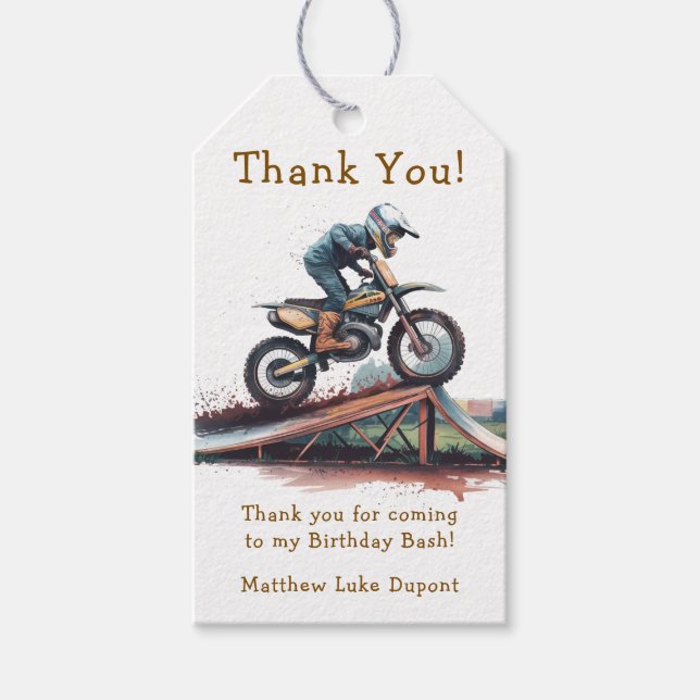 Uppfräschad rasist: Motorcykel Birthday Bash Tack Presentetikett (Framsidan)