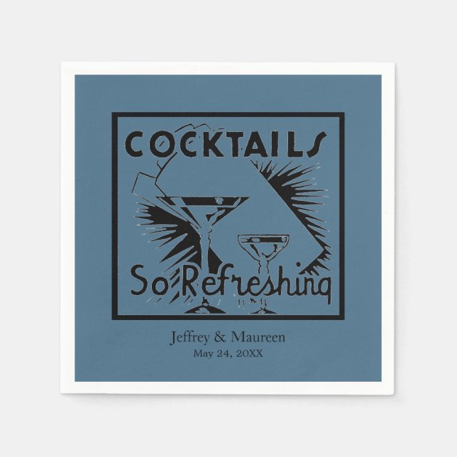 Uppfräschning av Cocktails Teal Blue Party Pappersservett (Framsidan)