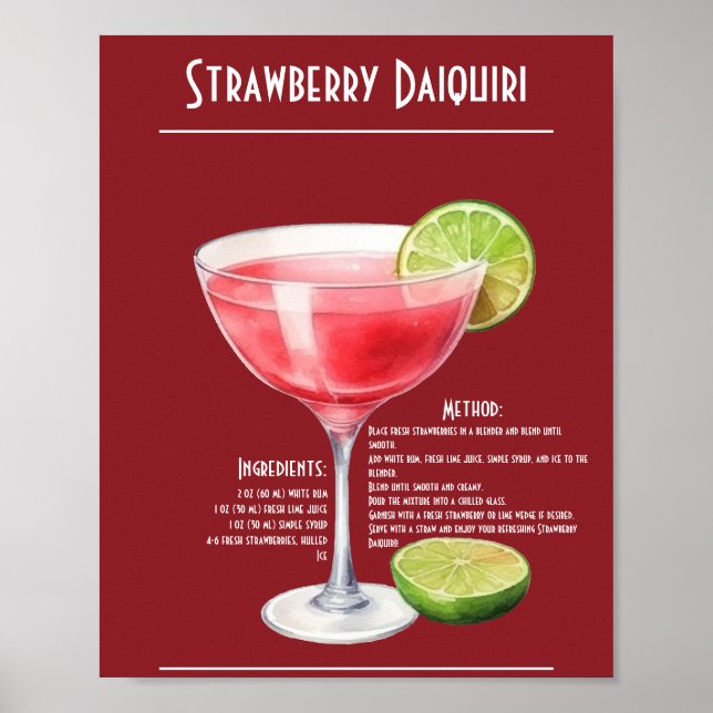 Uppfräschning av jordgubbsröntgen Daiquiri Recipe  Poster (Framsidan)