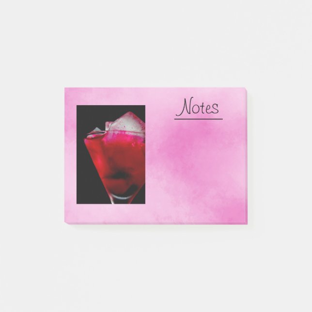 Uppfräschning av rött och Rosa Cocktail Post-it Block (Framsida)