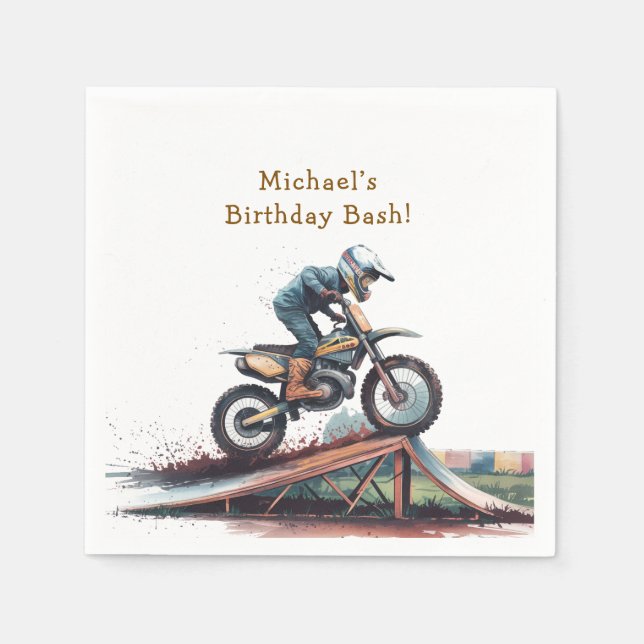 Uppfräschning: Motorcykel Birthday Bash Pappersservett (Framsidan)
