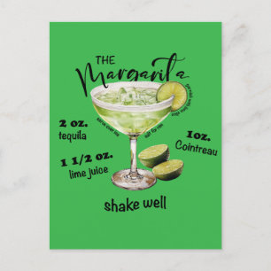 Uppfriskande av Margarita Cocktail Recipe Pub Art Vykort