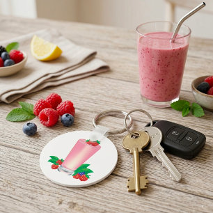 Uppfriskande Bär Smoothie Rosa Dryck  Nyckelring