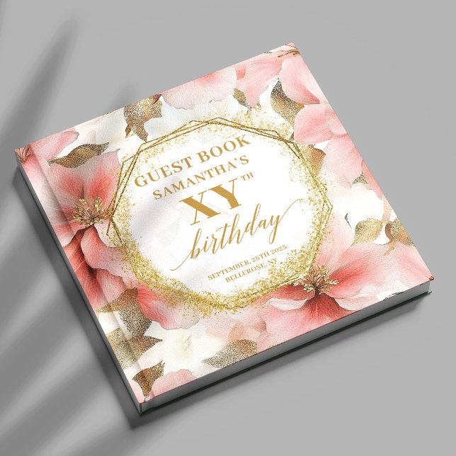 Uppfriskande  Blommigten i Elfenbenskusten, Bok (Lovely Blush Ivory Gold Floral Birthday Guest Book

)