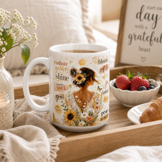 Uppfriskande blomsteraffirmation i akvarellkonst kaffemugg