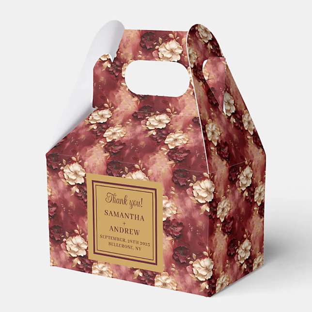 Uppfriskande  Burgundy Guld Bröllop Tack box Presentaskar (Lovely Blush Burgundy Gold Wedding Thank You Box)