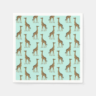 Uppfriskande Giraffe Print Mint och Guld Pappersservett