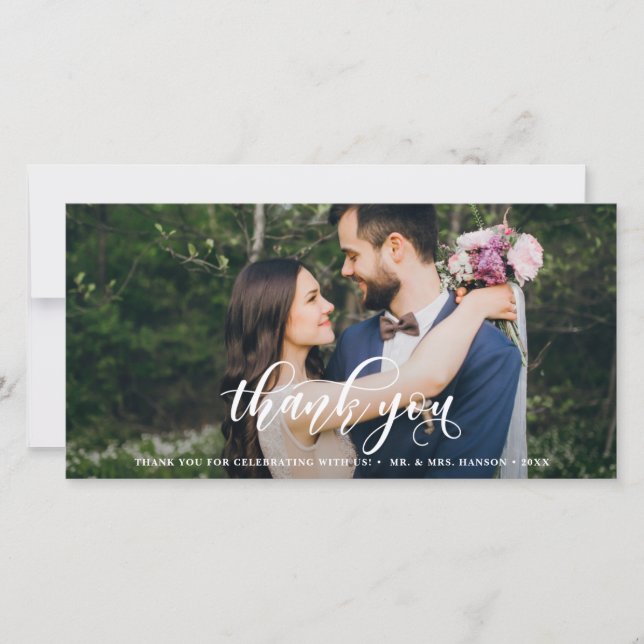 Uppfriskande Modern Calligraphy Bröllop Tack Kort (Framsida)