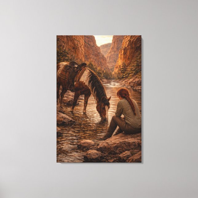 Uppfriskande paus | Hästkonst | Sträckt canvas (Framsida)