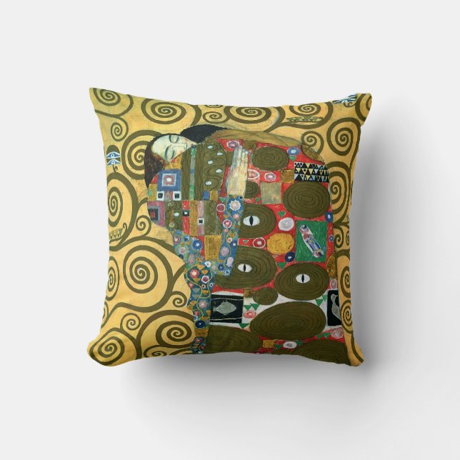 Uppfyllelse aka Kyssen av Gustav Klimt Kudde (Framsida)