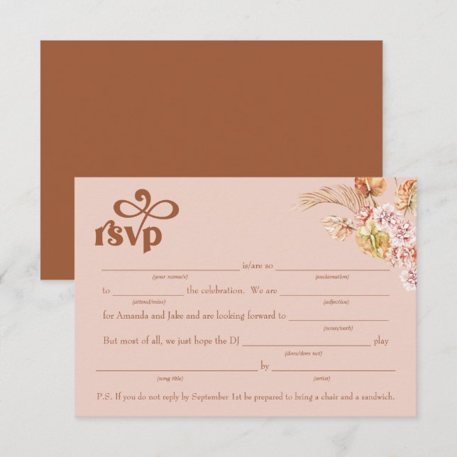 Uppfyllnadsfråga med sångförfrågan RSVP-bilaga Inbjudningar (Fram/baksida)