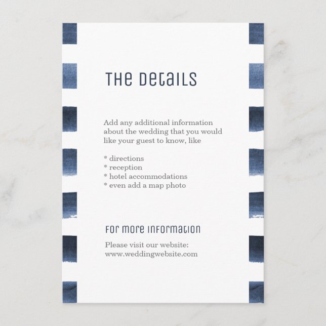 Uppgift om sjöfärgsflottan rand nautisk bröllop tilläggskort (Framsida)