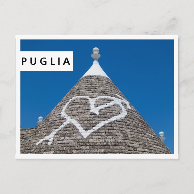 Uppgift om Trulli tak i Puglia white kant-vykort Vykort (Framsida)