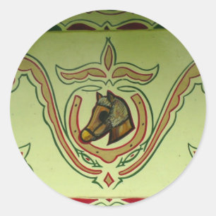 Uppgift om zigenarvagnar runt klistermärke