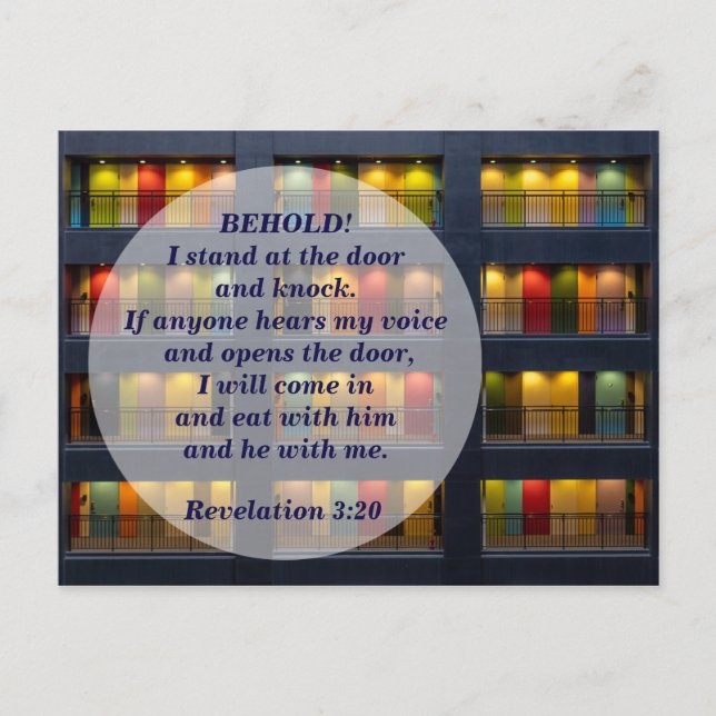 Uppgiften 3:20 Dörrbibelvers minne Vykort (Framsida)