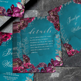 Uppgifter om Aqua Teal Merlot Jewel Tone Bröllop L Tilläggskort
