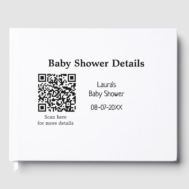 UPPGIFTER OM BABY SHOWER QR SCAN CODE MINIMAL MODE GÄSTBÖCKER (Framsida)