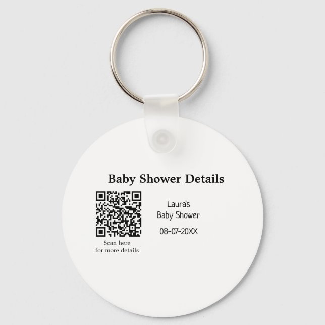 UPPGIFTER OM BABY SHOWER QR SCAN CODE MINIMAL MODE NYCKELRING (Framsida)