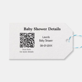 UPPGIFTER OM BABY SHOWER QR SCAN CODE MINIMAL MODE PRESENTETIKETT