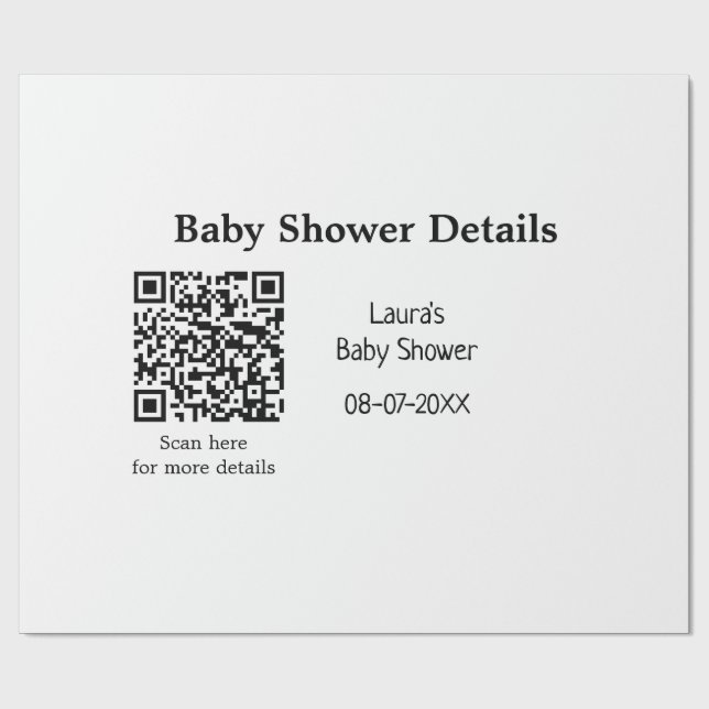 UPPGIFTER OM BABY SHOWER QR SCAN CODE MINIMAL MODE PRESENTPAPPER (Platt)