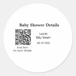 UPPGIFTER OM BABY SHOWER QR SCAN CODE MINIMAL MODE RUNT KLISTERMÄRKE
