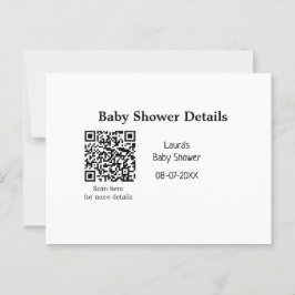 UPPGIFTER OM BABY SHOWER QR SCAN CODE MINIMAL MODE VYKORT