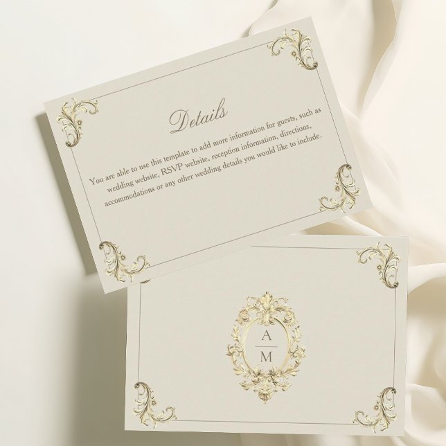 Uppgifter om Baroque Guld Monogram Bröllop Tilläggskort (Skapare uppladdad)