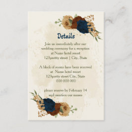 Uppgifter om blommigt bröllop i flottan tilläggskort