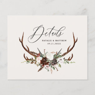 Uppgifter om blommigten för Rustic foliage bröllop Flygblad
