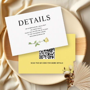 Uppgifter om blommor av smöret gul ros QR bröllop Tilläggskort