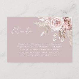 Uppgifter om blommor i Elegant bröllop Tilläggskort