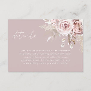 Uppgifter om  blommor i Elegant bröllop Tilläggskort