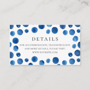 Uppgifter om Blue polka dots bröllop. Vattenfärgsf Tilläggskort