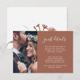 Uppgifter om Boho Blommigt Photo Terracotta Bröllo Tilläggskort