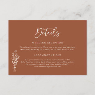 Uppgifter om Boho Botanicals Terracotta Bröllop Tilläggskort