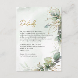 Uppgifter om Boho dusty grönt löv guld ramar Tilläggskort