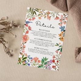 Uppgifter om Boho Garden of Wildblommor Bröllop Tilläggskort