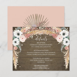 Uppgifter om Boho Pampas Grass Twinkle Ljus Bröllo Inbjudningar