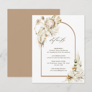 Uppgifter om Boho Protea Pampas Grass Arch Bröllop Tilläggskort